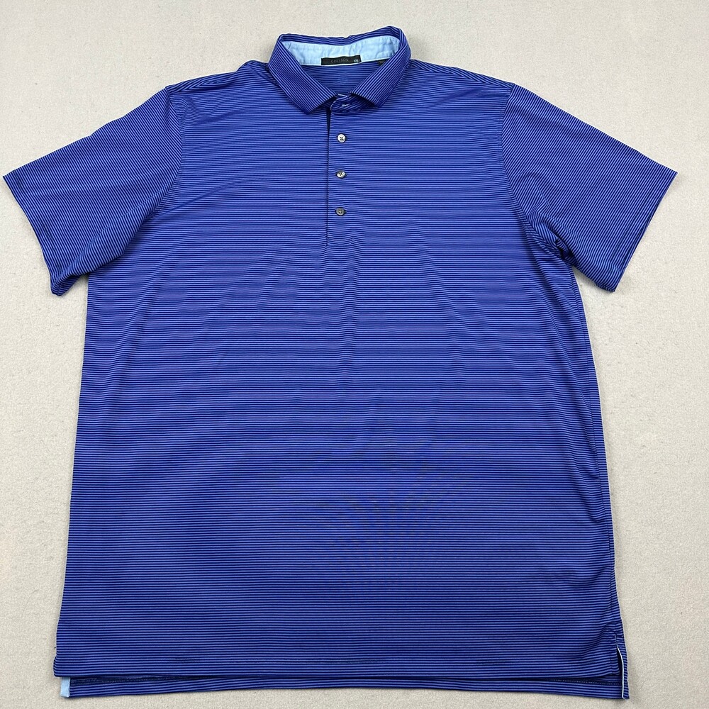Greyson Polo Shirt Men 2XL Purple Stripe Stretch Golf Performance Knit XXL